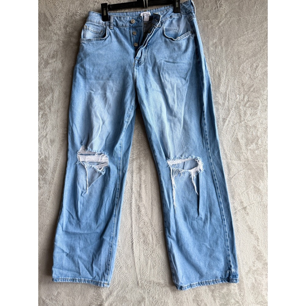 Forever 21 Jeans Mens 30 Distressed Straight Leg Light Wash Button Fly Cotton